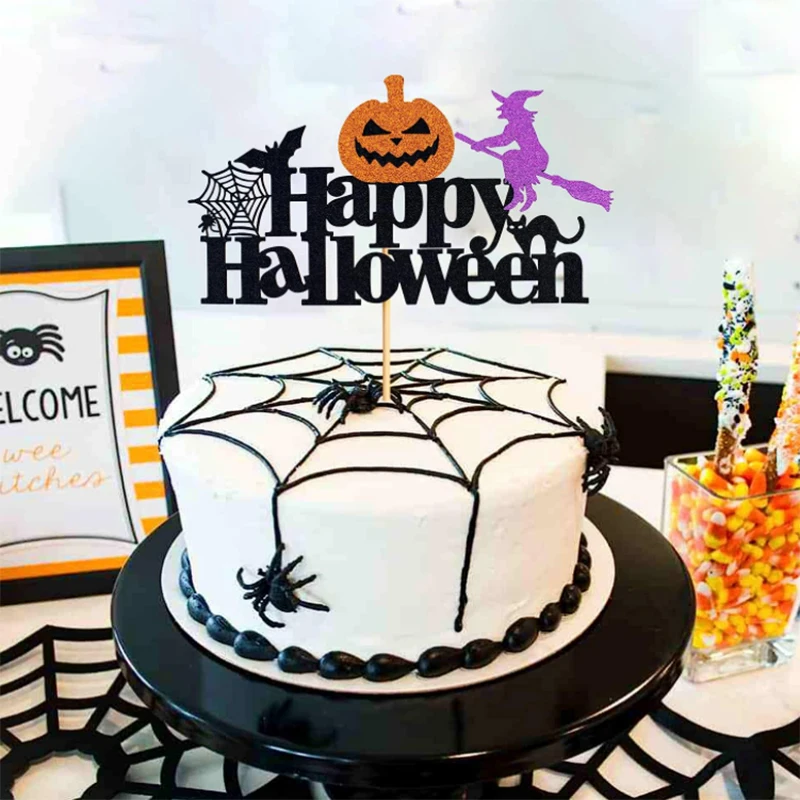 

1 шт. Топпер для торта на Хэллоуин, тыква, ведьма, Хэллоуин, топперы для капкейков, выпечка, искусственный флаг для детей, украшения на Хэллоуин