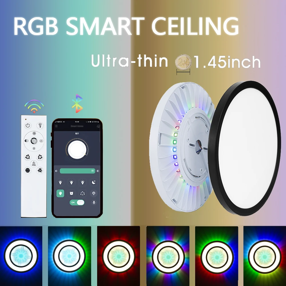 

Умные потолочные лампы RGB с дистанционным управлением, 28 Вт, 110 В, 220 В