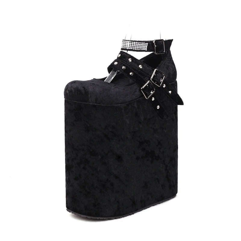 Женские туфли на танкетке 23 см с ремешком щиколотке