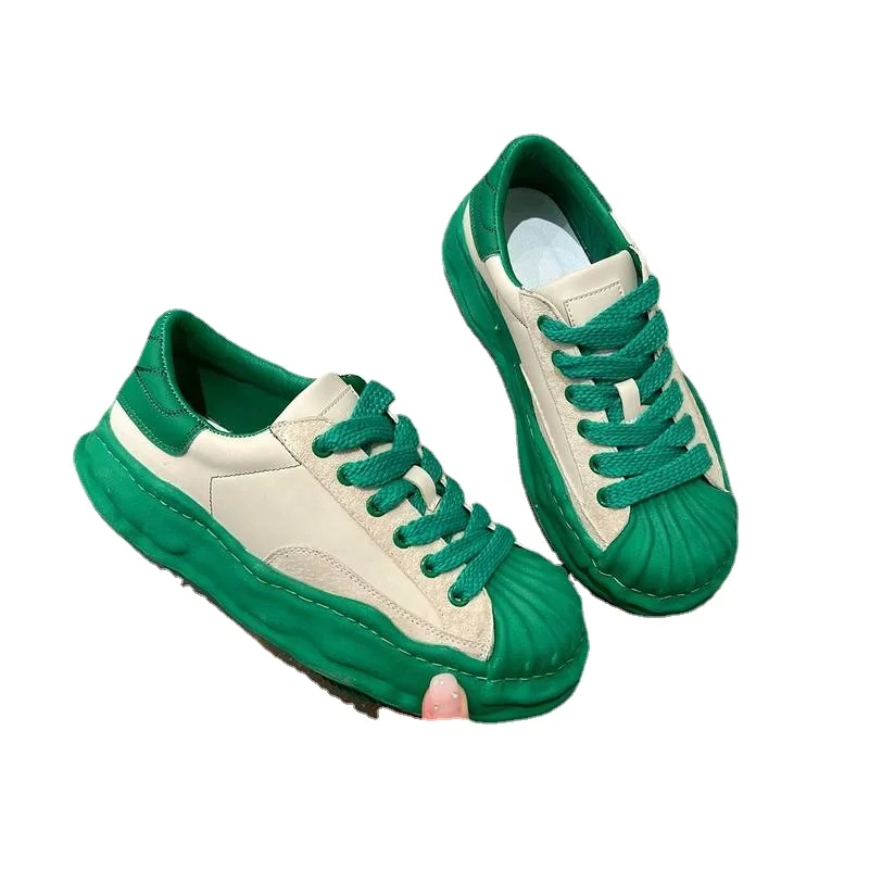 

Женские кроссовки на толстой подошве, демисезонные Спортивные Повседневные кроссовки зеленого цвета со шнуровкой, 2023