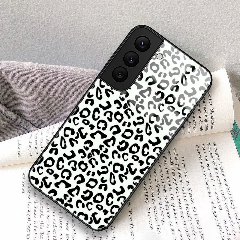 Leopard Print Phone Case for Samsung Galaxy S21 FE S22 S20 S10 S9 Plus Ultra 5G S10e NOTE 20 10 Plus Lite 9 Tempered Glass Cover