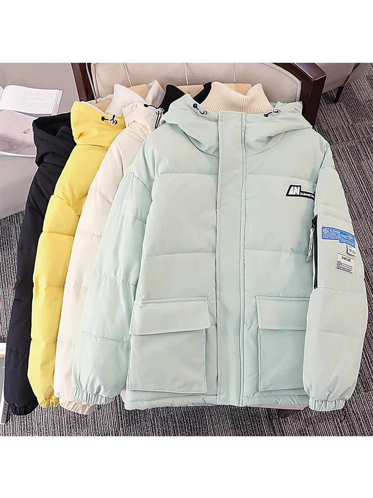 

Новинка 2022, модное пальто в Корейском стиле для женщин, Зимняя Студенческая куртка с хлопковой подкладкой, парка, утепленная свободная пуховая хлопковая куртка