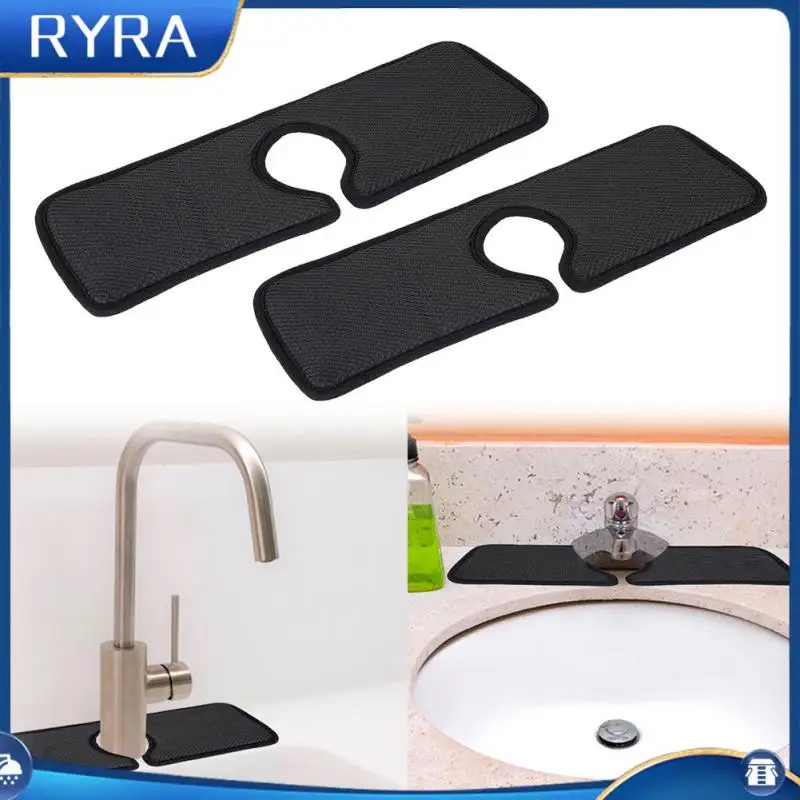 

Faucet Absorbent Mat Stain-proof Wrap-around Design Sink Splash Guard Bathroom Accessories Water Drying Pads Polyester Reusable