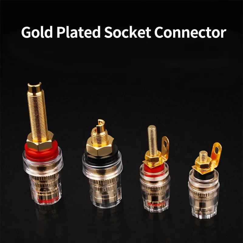 

NEW2023 4pcs Copper Gold Plated Binding Post Banana Socket Connector Amplifier Speaker Terminals Non- Wire Connector