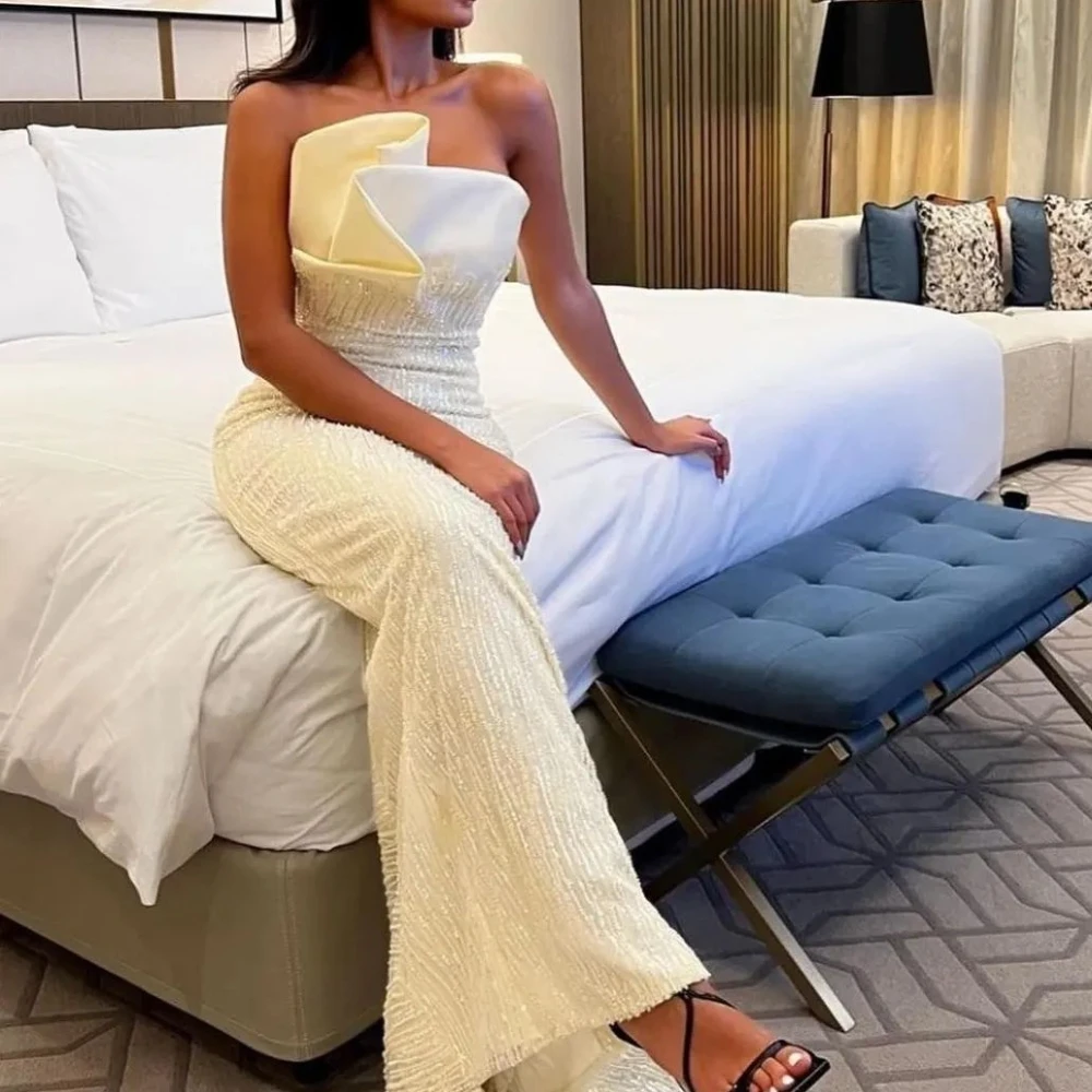 Изысканное элегантное платье без бретелек по индивидуальному заказу