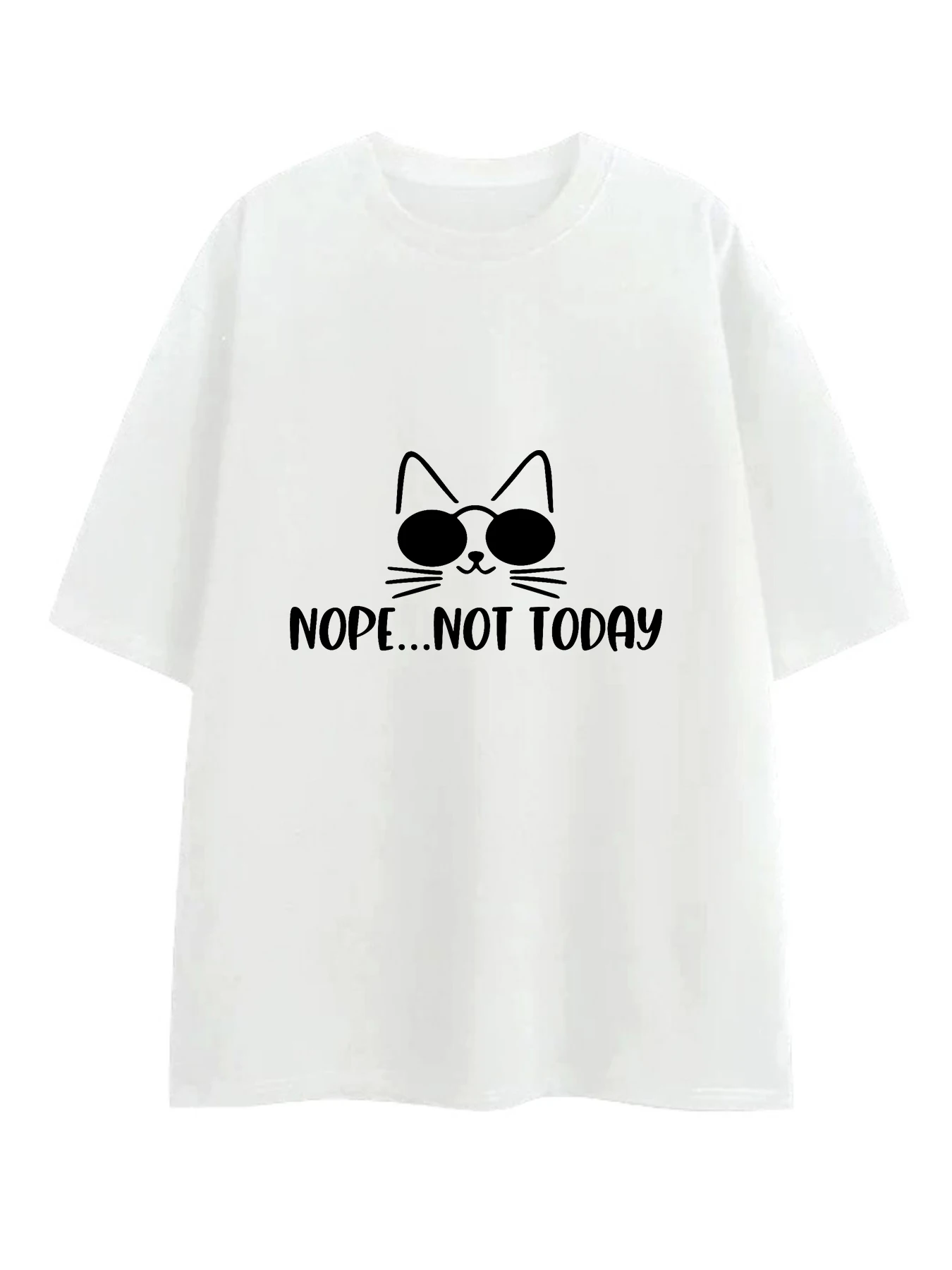 Nope Not Today Print 220g Cotton Short Sleeve Crew Neck Graphic T-Shirt Adult Tops for Men Women