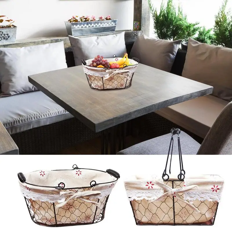 

Multifunctional Fruit Laundry Basket With Handle Home Organizing Snacks Miscellaneous Storage Basket Metal Wire Storage Basket
