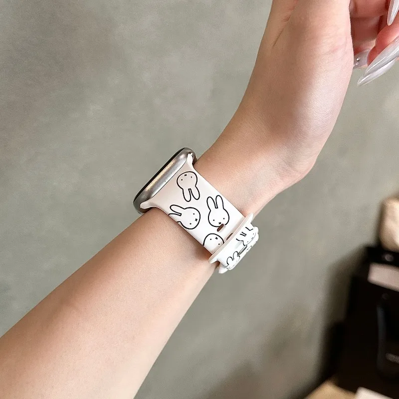Фото Аниме-чехол Miffy для Apple Watch S10/S9: силиконовый, с принтом, мультяшный, хит продаж, оптом, милый, простой, практичный, отличный подарок №3