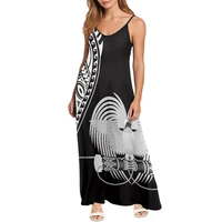sexy black and white hawaii tribal print women off shoulder dress v neck women beach elegant maxi sleeveless long dresses