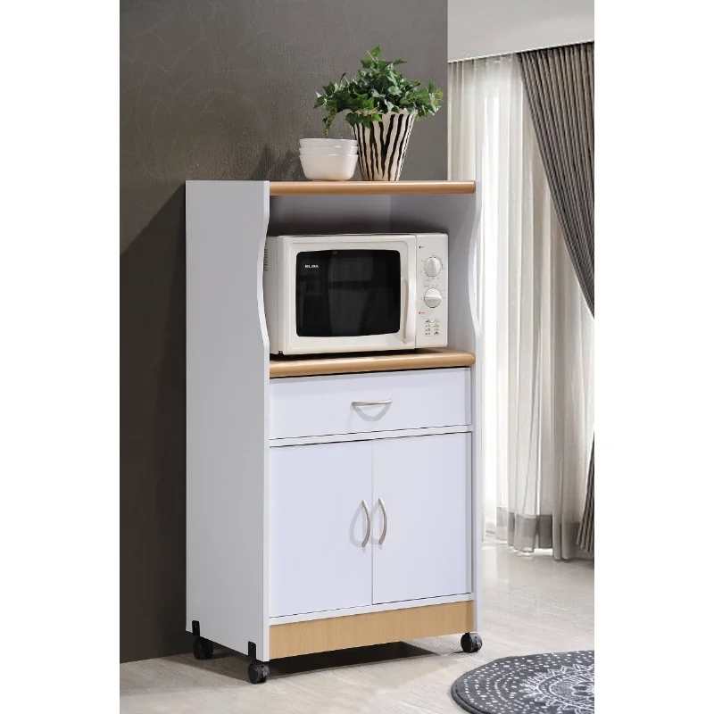 

Hodedah Microwave Kitchen Cart, White