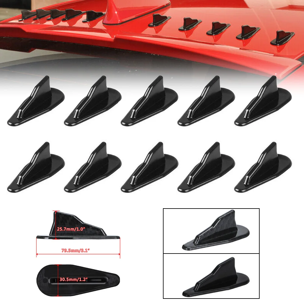 

Universal EVO-Style ABS Roof Shark Fins Spoiler Wing Kit Vortex Generator 10pc