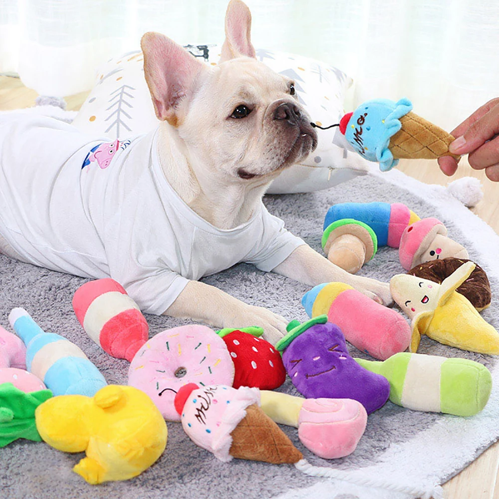 

Игрушки для собак со скрипящей косточкой, устойчивая к укусам, игрушка для дрессировки щенков, мягкие игрушки для питомцев в виде банана, мо...