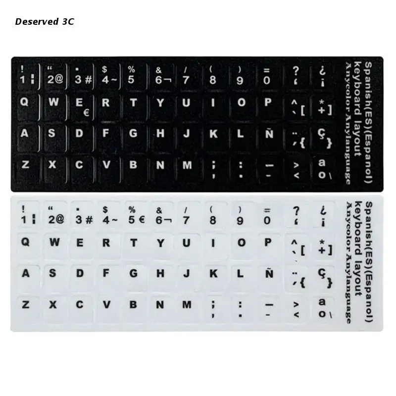 

R9CB наклейка на клавиатуру, сменная пленка с буквами, наклейка с испанскими буквами s, подходит для планшетов, ПК, ноутбуков, игровых клавиату...