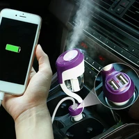 2 in 1 car air humidifier dual usb car charger adapter cigarette lighter mini steam air purifier aroma diffuser essential