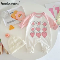 freely move newborn baby girls rompers clothes toddler infant long sleeve cotton print casual jumpsuit baby sleepwear outfits