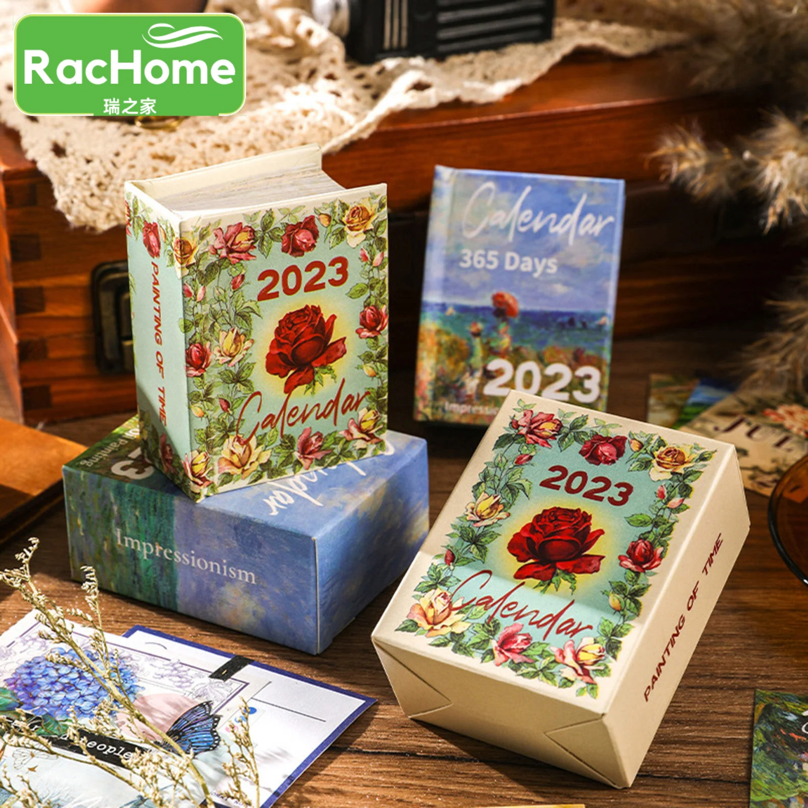 Мини-календарь на 365 дней декоративный ретро-фон винтажная картина маслом 2023 день