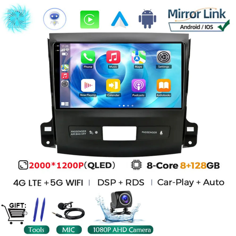 

Автомобильное радио Android 15 для Mitsubishi Outlander Xl 2 2005-2012 для Citroen C-Crosser 2007-2013, головное устройство, стерео, мультимедиа, GPS