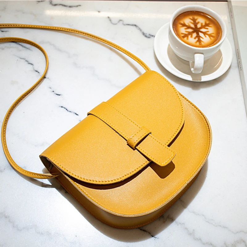 

Retro Solid Color PU Leather Women's Fashion Exquisite Shopping Bag Handbags Shoulder Saddle Bag Casual Women Chain PU Handbags