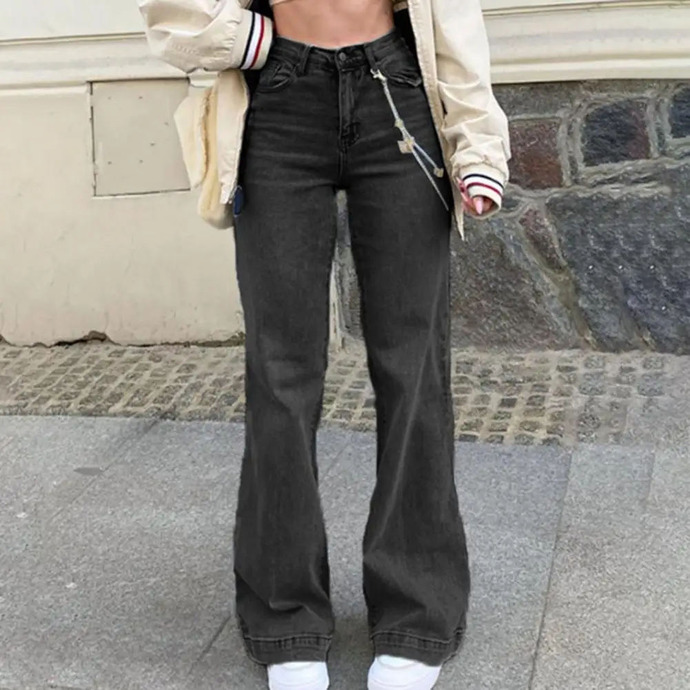 

Versatile Stretchy Fashion Mid-Waist Women Wide Leg Casual Jeans Daily Clothing