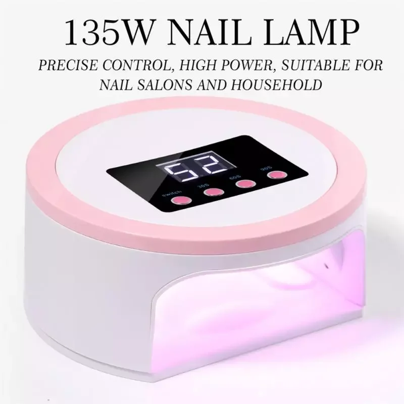 

NEW2023 135W Nail Dryers 3 Gear UV/LED Phototherapy Lamp Quick-drying Timing Nail Lamp Equipment For Salon US/EU Plug