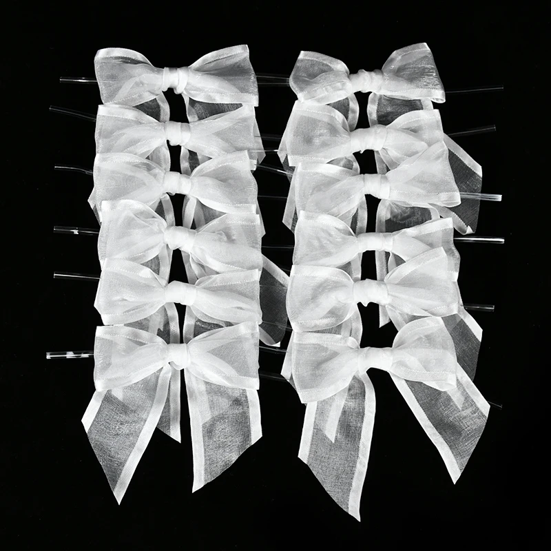 10 шт. белые кружевные банты для свадебного автомобиля украшения винного бокала