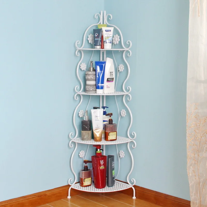 

Bathroom Iron Storage Rack Triangle Floor-Standing Rack Simple Home Bathroom Corner Storage