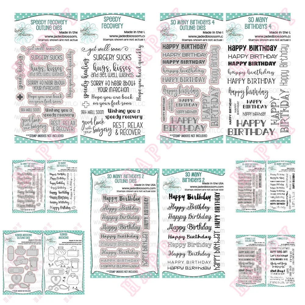 

New Cutting Dies And Stamps Many Birthdays Medicine Speedy Recovery Decoration Scrapbooking Diary Paper Craft Embossing Template
