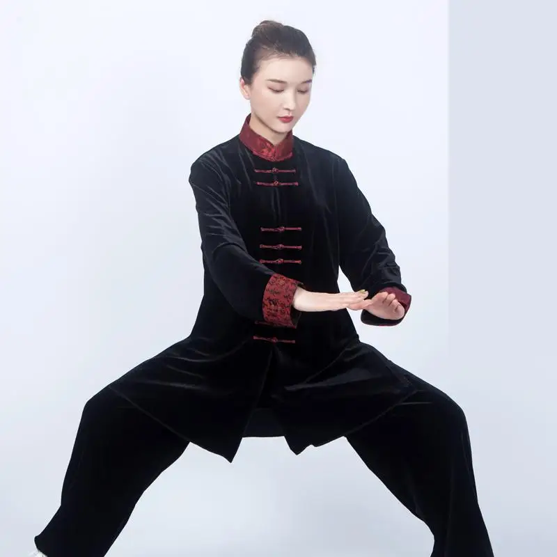 Женский велюровый Восточный ретро костюм в стиле крыла Чунь Тай Чи кунг-фу для