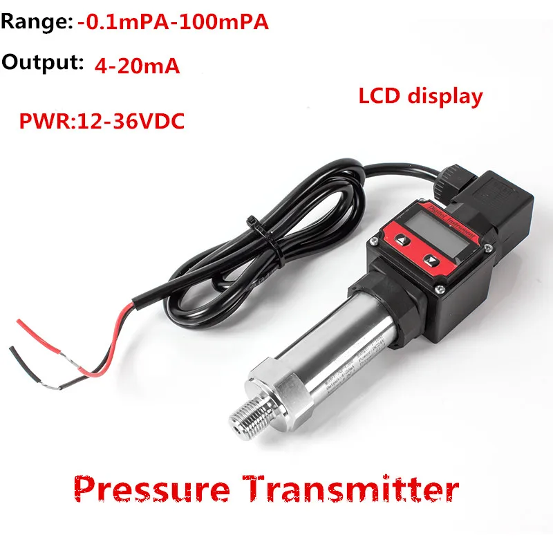 

LCD Pressure Measurment 4-20mA Output Water Tank Oil -0.1-0-100mPA Pressure Transmitter M20*1.5 Thread Connector With 1m Cable