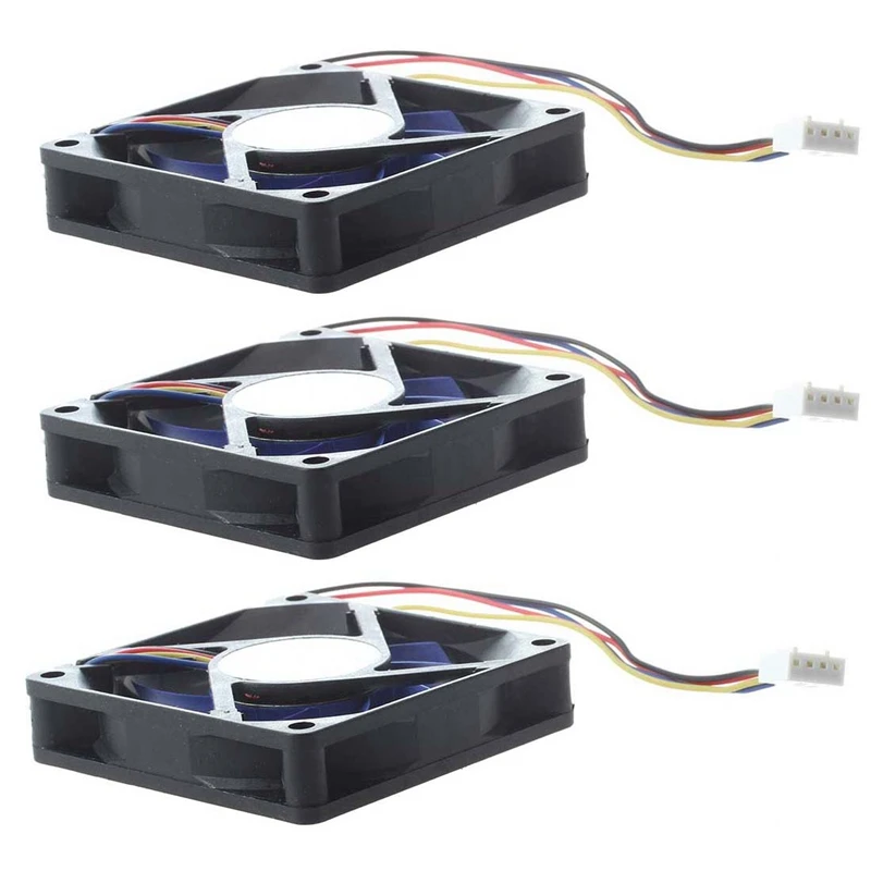 

3X 12V DC 32 70Mm 4-контактный чехол для компьютера CFM PWM CPU PC Fan синий и черный