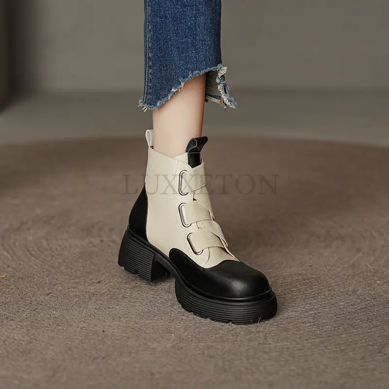 Ankle Boots Women Flat Platform Boots Fashion Autumn Winter Non-slip Waterproof Chunky Shoes Boots Keep Warm Shoes Mujer