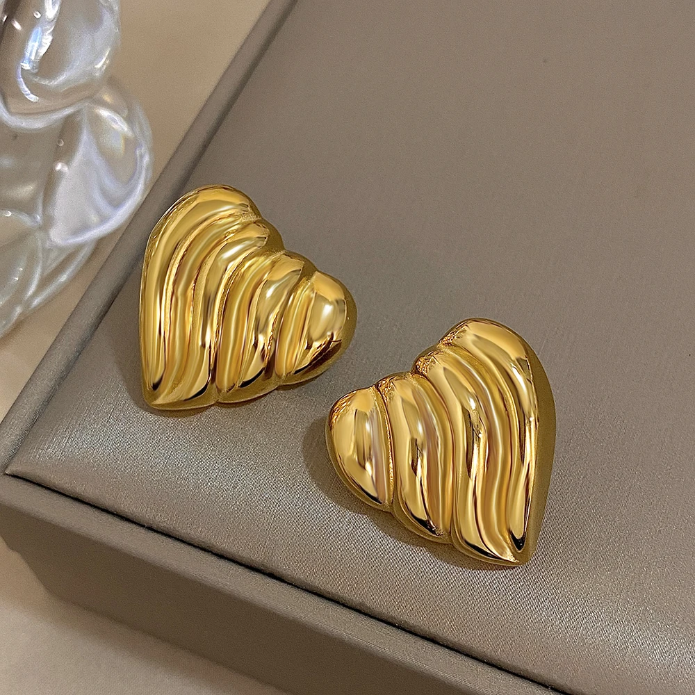 Серьги-гвоздики из нержавеющей стали женские толстые серьги золотого цвета в