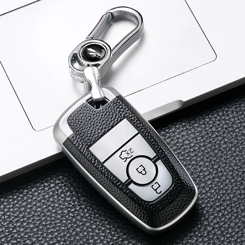 

Leather Style Car Remote Key Case Cover For Ford Edge Fusion Mustang Explorer F150 F250 F350 Ecosport Protector Holder Keyless