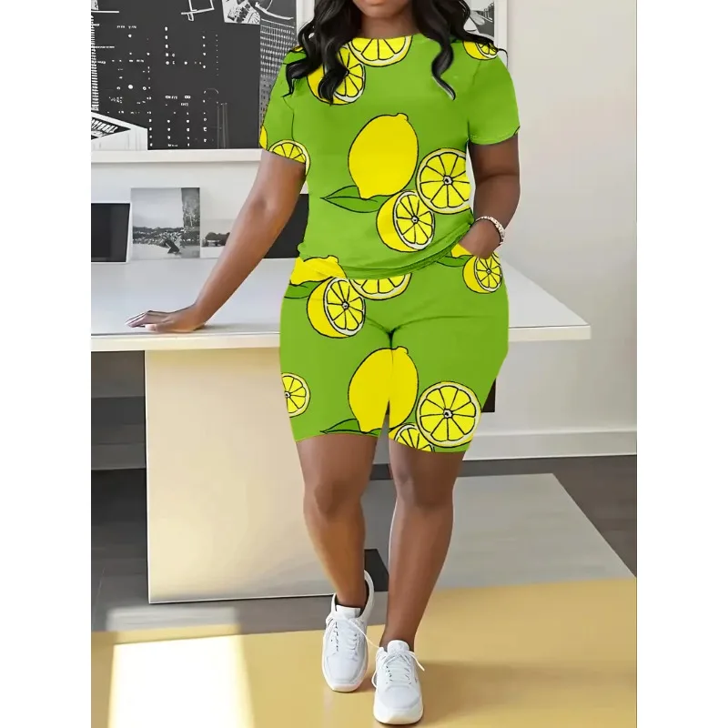 Женский Тонкий Комплект летних шорт с коротким рукавом