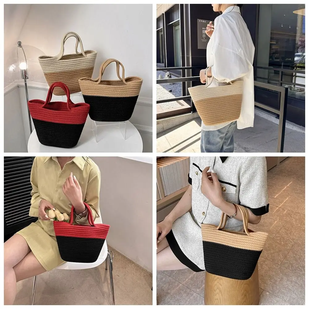 

Large Capacity Ins Weave Handbag Patchwork Women Tote Bag Simple Large Wrist Bag for Women Girls Streetwear Casual