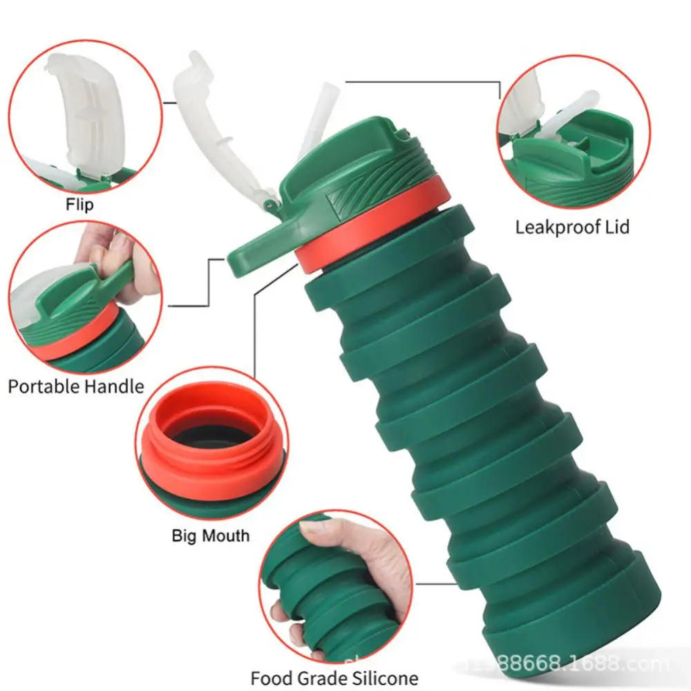 

Новая портативная складная бутылка для воды 550 мл, силиконовая Выдвижная складная чашка с крышкой, уличная дорожная чашка для воды, спортивный тренажерный зал, бег