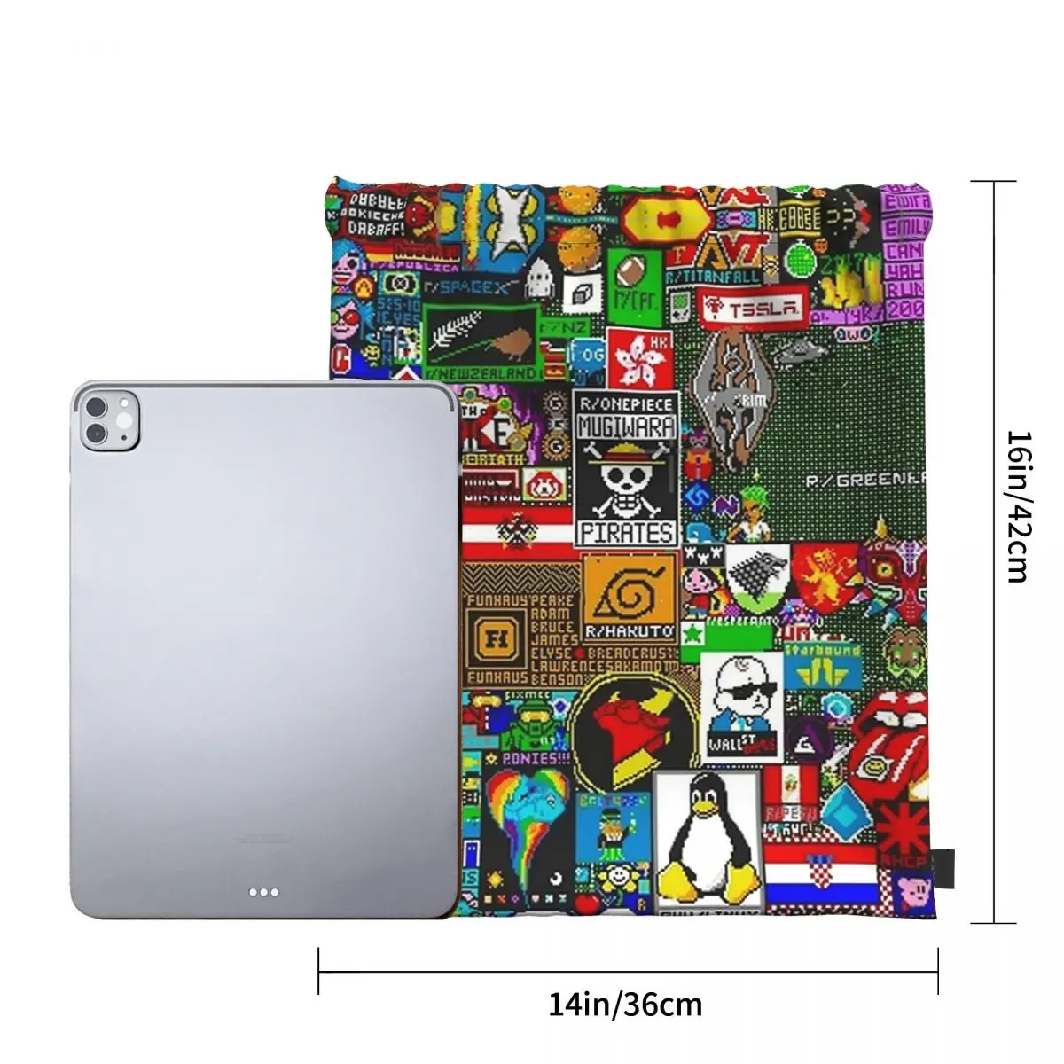 Финальное изображение Reddit R Place Pixel художественные Сумки на шнурке сумка для