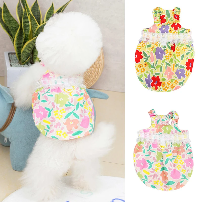 

Пляжное платье для домашних питомцев в гавайском стиле, повседневная юбка с эластичным ремешком для маленьких собак, летнее платье принцес...