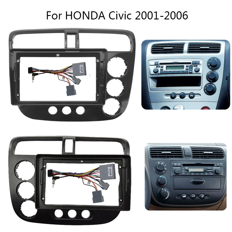 

Автомобильный радиоприемник 2din, 9 дюймов, Android, рамка для HONDA Civic Rebon 2001-2005, комплект для автомобильного радио, приборной панели, лицевая панель...