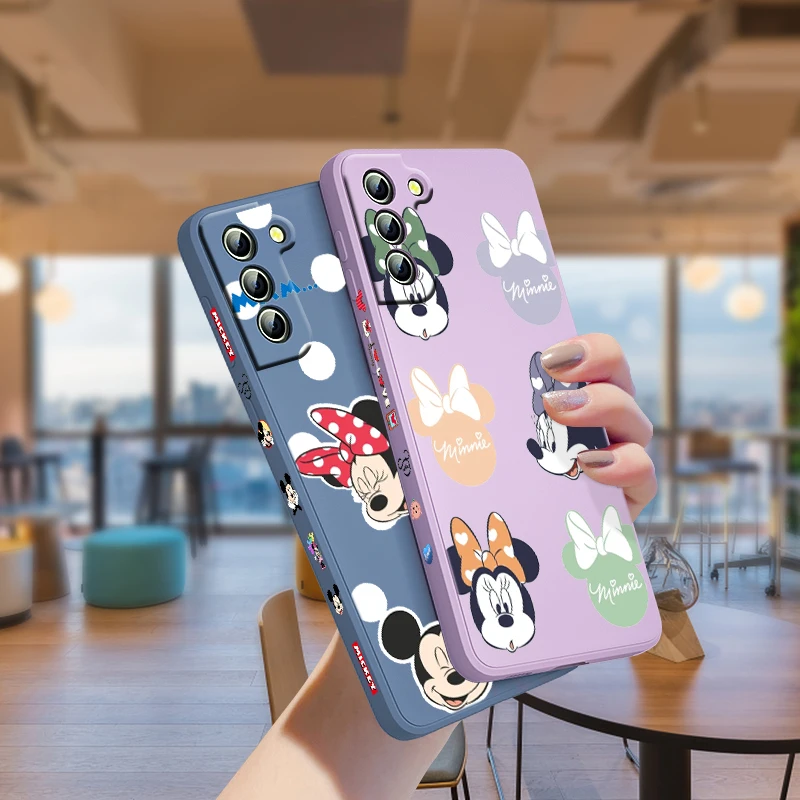 

Disney Mr. Mouse Minnie Phone Case For Samsung Galaxy S22 S21 S20 S10 Note 20 10 Ultra Plus Pro FE Lite Liquid Left Rope Fundas