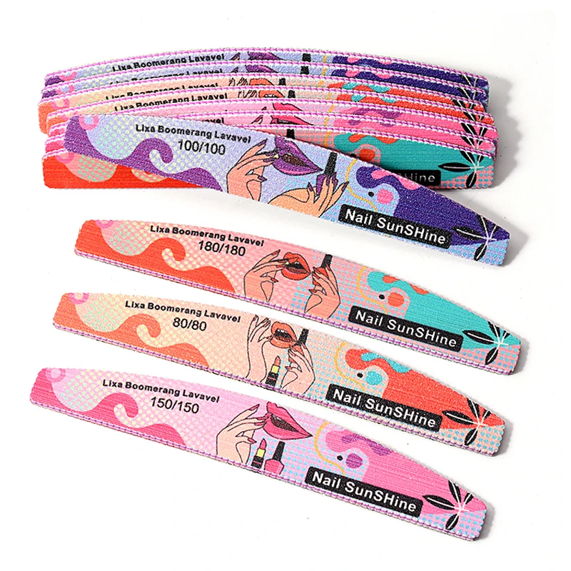 

5/10Pcs Nail Files 80 100 150 180 Strong Sandpaper Washable Banana Sanding Nails File Block For Manicure Art Nails Accesserious