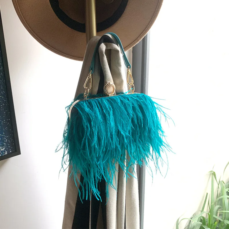 Женский вечерний клатч из страусиного пера роскошные дизайнерские свадебные