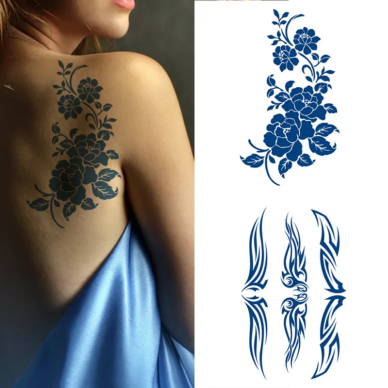 

2Pcs Juice Tattoo Stickers Butterfly Flowers Lasts Wholesale Herbal Waterproof Semi Permanent Fake Tattoo Stickers For Women