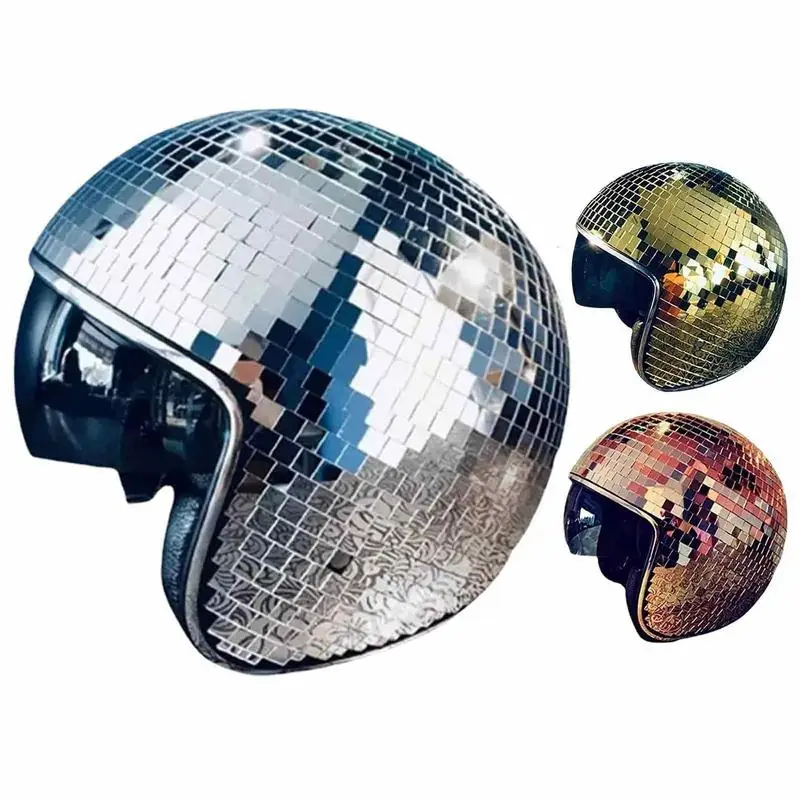 

Классический шлем для дискотеки с зеркальным блестящим шариком, фотоаксессуары для клуба, бара, зеркальные мотоциклетные шлемы с полным стеклом для ковбоя
