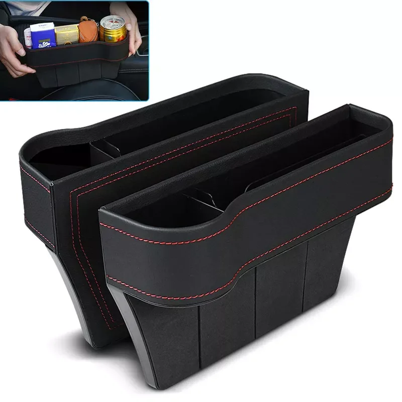 

Leather Car Seat Gap Storage Box Cup Multifunctional Pocket Catcher Organizer Phone Bottle Cups Holder Car Accessories