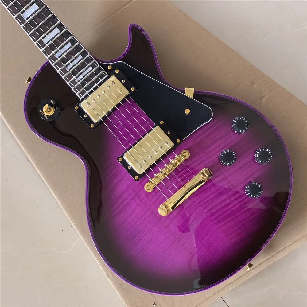 

Purple sunburst LP Electric Guitar Gold Hardware Fast Free Ship