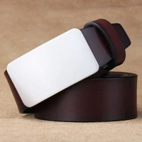 high quality genuine leather leather mens belt glossy 3 8cm wide smooth buckle large size 150cm length jeans trousers belt