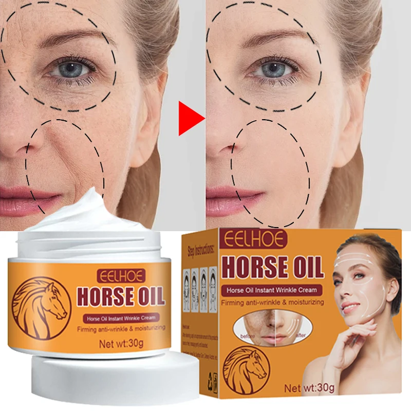 

Horse Oil Anti Aging Remove Wrinkles Cream Moisturizing Collagen Lift Tighten Fade Face Eye Fine Lines Repair Dry Skin Care 30ml