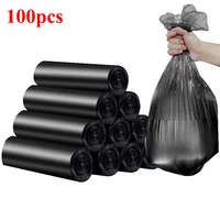 100pc black garbage bag thickened flat disposable home office toilet plastic bag convenient environmental trash bags for kitchen