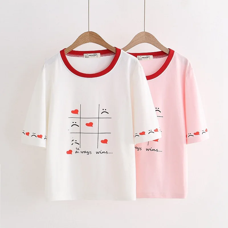 

Женская футболка из материала «выражение любви», милая розовая футболка с коротким рукавом для маленькой девочки, футболки в стиле Харадзюку, женская футболка Y2k